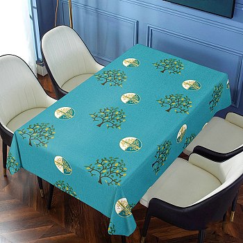 Tree of Life Table Cloth, Waterproof Rectangle Polyester Tablecloths, for Desk Decorations, Dark Turquoise, 1700x1200mm