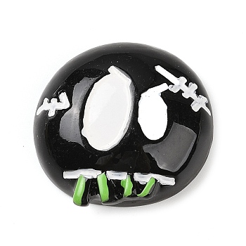 Stitched Doll Head Halloween Opaque Resin Decoden Cabochons, Halloween Jewelry Craft, Black, 26x27.5x9mm