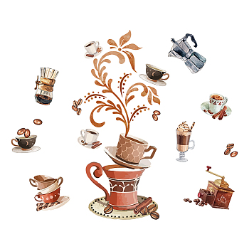 PVC Wall Stickers, Wall Decoration, Coffee Pattern, 390x1180mm