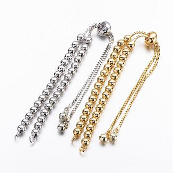 Brass Chain Bracelet Making, Slider Bracelets Making, Cadmium Free & Nickel Free & Lead Free, Mixed Color, 9 inch(230mm), Hole: 1.5mm
