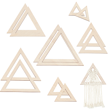2 Sets Triangle Wood Hoop Rings Macrame for DIY Craft Making, Home Wall Hanging Wreath Decoration, Antique White, 43~130x50~150x2.2mm, inner diameter: 18~100x19.5~115mm, 6pcs/set
