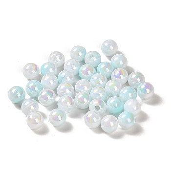 Opaque Acrylic Beads, Gradient Colorful, Round , Pale Turquoise, 6mm, Hole: 1.8mm