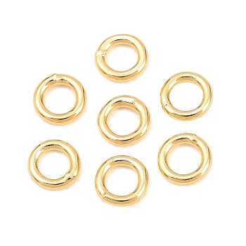 Brass Closed Jump Rings, Round, Real 18K Gold Plated, 20 Gauge, 4x0.8mm, Inner Diameter: 2.5mm, about 50pcs/set