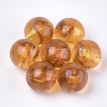 Acrylic Beads, Imitation Gemstone Style, Round, Sandy Brown, 30x29.5mm, Hole: 3.5mm, about 30pcs/500g