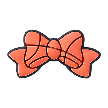 Bowknot Silicone Beads, Chewing Beads For Teethers, DIY Nursing Necklaces Makin, Orange, Basketball, 15x29mm