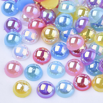ABS Imitation Pearl Cabochons, AB Color Plated, Dome/Half Round, Mixed Color, 6x3mm, about 5000pcs/bag