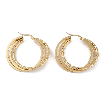 PVD Vacuum Plating 201 Stainless Steel Hoop Earrings, with 304 Stainless Steel Pin, Golden, 36x7mm