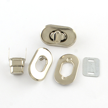 Iron Purse Twist Turn Lock Sets, Platinum, 37x21x15mm