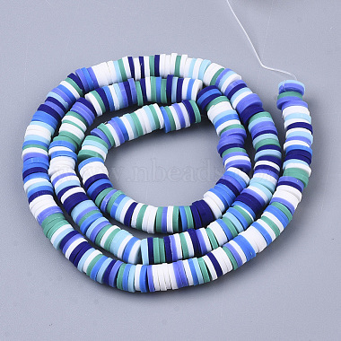 Handmade Polymer Clay Beads Strands, for DIY Jewelry Crafts Supplies,  Heishi Beads, Disc/Flat Round, Mixed Color, 6x0.5~1mm, Hole: 1.8mm, about