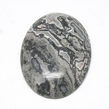 Natural Black Silk Stone/Netstone Cabochons(G-R004-15A)-2