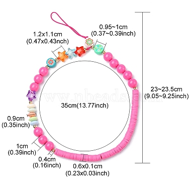 Dragonne de lanière de téléphone portable en perles acryliques rondes et étoiles(HJEW-YW0001-03)-3