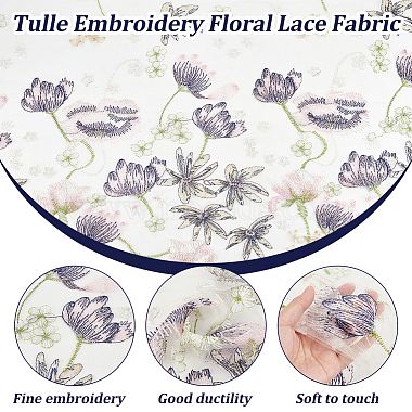 Embroidered Flowers Polyester Tulle Lace Fabric(DIY-WH0449-31A)-4