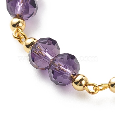 Glass Rondelle & Brass Beaded Bracelet for Women(BJEW-JB08605)-4