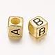 Cube d'or des lettres mélangées perles acryliques pour fabrication de collier(X-PB43C9308-G)-2