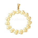 304 Stainless Steel Pendants, Floral Circle Wreath Charm, Ion Plating(IP), Long-Lasting Plated, Real 18K Gold Plated, 38.5x36x1.5mm, Hole: 6x3mm(STAS-F355-04G)