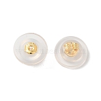 Long-Lasting Plated Brass Silicone Ear Nuts, Real 18K Gold Plated, 7.7x3.7mm, Hole: 0.6mm(KK-K381-04G)