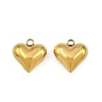304 Stainless Steel Charms, Heart, Ion Plating(IP), Golden, 11x10.5x5.5mm, Hole: 1.5mm(STAS-Z166-10G)