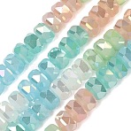Electroplate Transparent Glass Beads Strands, Rondelle, AB Color Plated, Faceted, Mixed Color, 8x5mm, Hole: 1.2mm, about 60pcs/strand, 14.61''(37.1cm)(EGLA-K015-17)