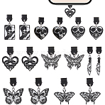 16Pcs 8 Style Plastic Mobile Dustproof Plugs, with Alloy Enamel Pendants, Mixed Shapes, Platinum, 34~43mm(HJEW-DC00123)