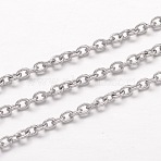 Tarnish Resistant 304 Stainless Steel Cable Chains, for Jewelry Making, Unwelded, Oval, Stainless Steel Color, 3x2x0.6mm(X-CHS-K004-07P-0.6mm)
