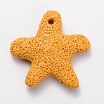 Synthetic Lava Rock Big Starfish/Sea Stars Pendants, Dyed, Orange, 52x51x11mm, Hole: 3mm(G-O025-05C)