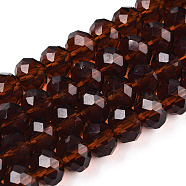 Glass Beads Strands, Faceted, Rondelle, Coconut Brown, 8x6mm, Hole: 1mm, about 63~65pcs/strand, 39~40cm(EGLA-A034-T8mm-D02-A)