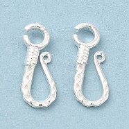 Brass S-Hook Clasps, Cadmium Free & Lead Free, 925 Sterling Silver Plated, 12.5x7x2mm, Hole: 2mm and 0.7mm(KK-M250-09S)