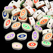 Handmade Polymer Clay Beads, Eye, Mixed Color, 6~8x9.5~12x4~5mm, Hole: 1.6mm(X-CLAY-N008-078-A01)