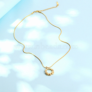 Stainless Steel Textured Ring Pendant Necklaces, for Woman, Real 18K Gold Plated, 17.72 inch(45cm)(IH1561-01)