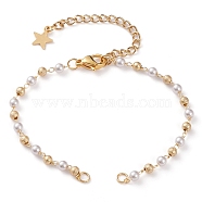 Acrylic Beaded Chain Bracelet Making, with Brass Textured Beads, 304 Stainless Steel Lobster Claw Clasps, Extender Chain & Jump Rings, Golden, 6-1/4 inch(15.8cm)(AJEW-JB00871)