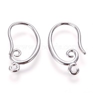 Brass Earring Hooks, with Horizontal Loop, Platinum, 19x10.5x1.5mm, Hole: 1.5mm, Pin: 1mm(X-KK-L177-27P)