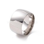 201 Stainless Steel Wide Plain Band Ring for Women, Stainless Steel Color, Inner Diameter: 17mm(RJEW-I089-35P)