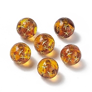 Plating Acrylic Sphere Beads, Metal Enlaced, Round with Starfish, Peru, 10x9.5mm, Hole: 2mm, 930pcs/500g(OACR-H019-11)