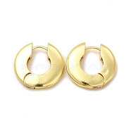 Rack Plating Brass Donut Hoop Earrings for Women, Lead Free & Cadmium Free, Real 18K Gold Plated, 24x22x4mm, Pin: 0.6mm(EJEW-G342-11G)