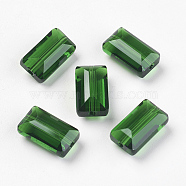 K9 Glass, Imitation Austrian Crystal Beads, Grade AAA, Faceted, Rectangle, Green, 4.55x8x3mm, Hole: 0.7~0.9mm(SWAR-F081-5x8mm-15)