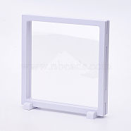 Plastic Frame Stands, with Transparent Membrane, For Ring, Pendant, Bracelet Jewelry Display, Square, White, 18x18x2cm(ODIS-P006-02A)