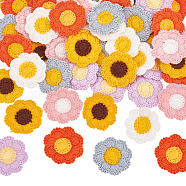60Pcs 6 Colors Two Tone Polyester Knitted Appliques, Flower, Mixed Color, 31x33x2mm, 10pcs/color(PATC-FG0001-75)