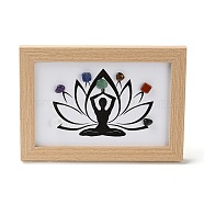 Yoga Gemstone Chakra Picture Frame Stand, with Wood Rectangle Picture Frame, Reiki Energy Stone Home Office Decoration, BurlyWood, 100x173x117mm, Inner Diameter: 90x140mm(DJEW-F021-05K)