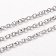 304 Stainless Steel Cable Chains, for Jewelry Making, Unwelded, Oval, Stainless Steel Color, 3x2x0.6mm(X-CHS-K004-07P-0.6mm)