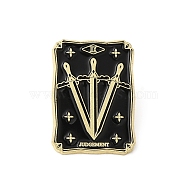 Alloy Brooch, Enamel Pins, Light Gold, Tarot Card Badges, Judgement, Black, 30.5x21.5x1.5mm(JEWB-D014-01LG-10)