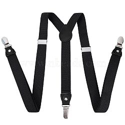 Polyester Elastic Men's Strength Suspenders, with Iron Clasps, Black, 75x25x2mm(AJEW-WH0258-293B)