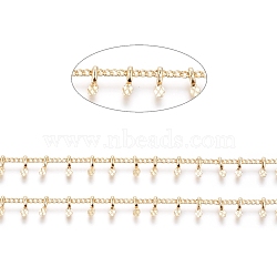 Brass Handmade Curb Chains, with Charms, Long-Lasting Plated, Soldered, Real 18K Gold Plated, 1.5x1.2x0.3mm, 6x2x2mm(X-CHC-G006-12G)