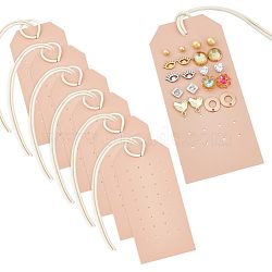 Portable PU Leather Earring Display Cards, Earring Stud Hanging Jewelry Organizer, Rectangle, PeachPuff, 25cm, Hole: 1.2mm(EDIS-WH0029-09)