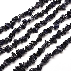 Synthetic  Blue Goldstone Chip Bead Strands, 5~8x5~8mm, Hole: 1mm, about 31.5 inch(G-M205-41)