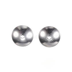 Tarnish Resistant 201 Stainless Steel Bead Caps, Round, Stainless Steel Color, 8x2.5mm, Hole: 0.5mm(STAS-F040-20E-P)