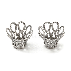 Non-Tarnish 316 Surgical Stainless Steel Bead Caps, 4-Petal, Flower, Stainless Steel Color, 10x7mm, Hole: 0.8mm(X-STAS-Q310-09A-P)