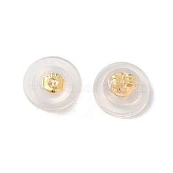 Long-Lasting Plated Brass Silicone Ear Nuts, Real 18K Gold Plated, 7.7x3.7mm, Hole: 0.6mm(KK-K381-04G)