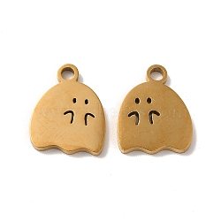 Ion Plating(IP) 304 Stainless Steel Charms, Ghost Charm, Real 18K Gold Plated, 14x11x1.5mm, Hole: 2mm(STAS-H212-33G)