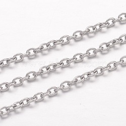 304 Stainless Steel Cable Chains, for Jewelry Making, Unwelded, Oval, Stainless Steel Color, 3x2x0.6mm(X-CHS-K004-07P-0.6mm)