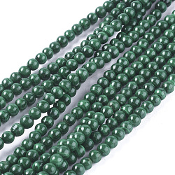 Natural Malachite Bead Strands, Round, 4mm, Hole: 1mm, about 90pcs/strand, 15.83 inch(40.2cm)(G-O152-47-4mm)
